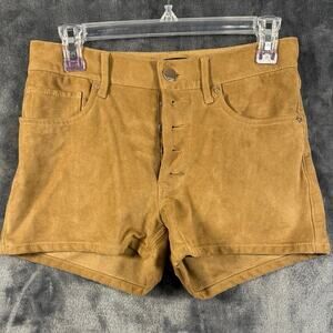 Express Faux Suede Dark Tan Exposed Button Fly Women’s Shorts Size 4